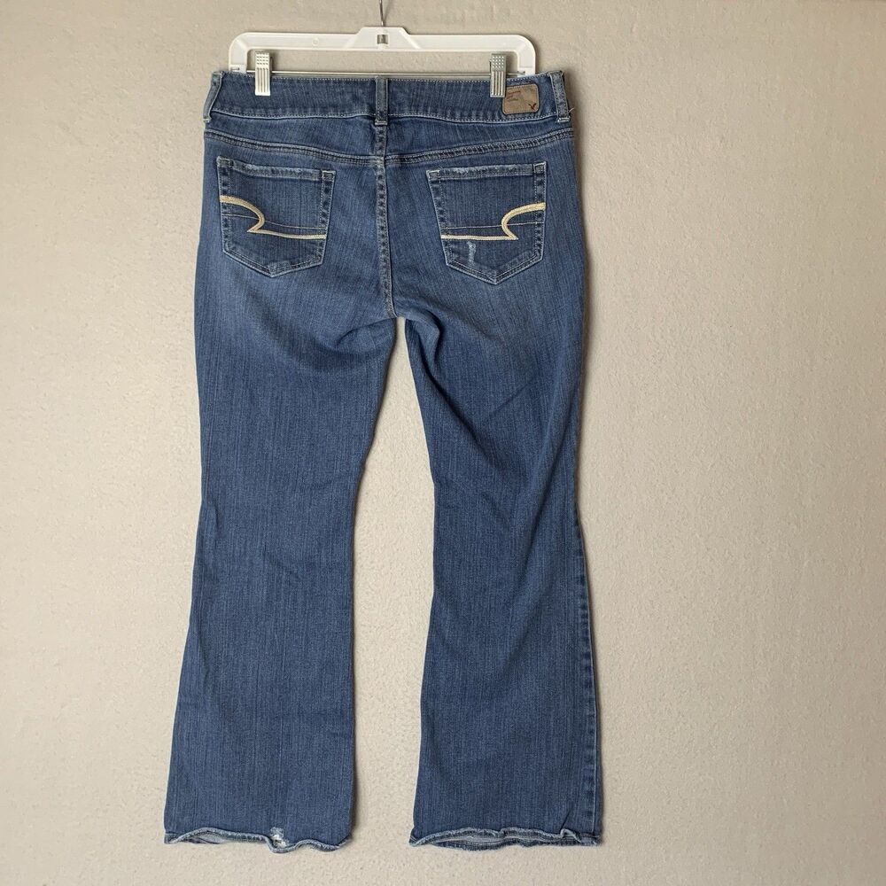 American Eagle Jeans Women Size 10 Blue Artist Stretch Bootcut Y2K Minimalist - Picture 2 of 9
